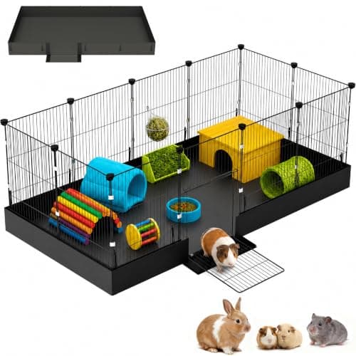 SNAAT Guinea Pig Cages DIY Small Animal Playpen with Waterproof Liner, Expandable Cage for Guinea Pigs, Metal Wire Yard Fence Rabbit Cage