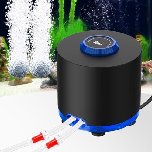AQQA Aquarium Air Pump, 3W Powerful Dual Outlet Adjustable Oxygen Aerator