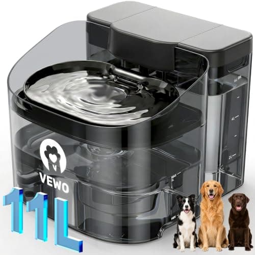 VEWO 11L/372oz Large Dog Water Fountain, No Spill Automatic Dog Water Bowl Dispenser with Multi-Layer Filtration, Flowing Dog Water Dispenser with Deep Basin, BPA-Free, Ultra Quiet and Easy to Clean