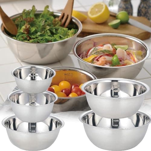 5PCS Brushed Stainless Steel Bowls, Steel Thickened Multi-Functional Large Basin, Soup Basin, Water Basin (5PCS)