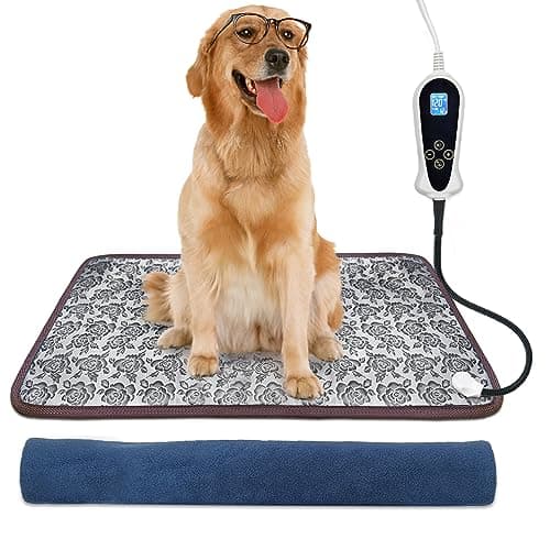 RC SLL Heated Dog Bed, 28x18in, Rose, Adjustable, Waterproof, Chew Resistant Steel Cord, Dogs & Cats, Dog Bed