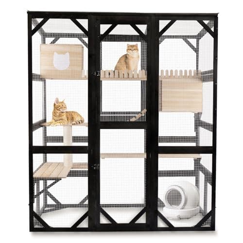 FunXplore Large Catio Outdoor Cat Enclosure Window 73" H Walk-in Cat House