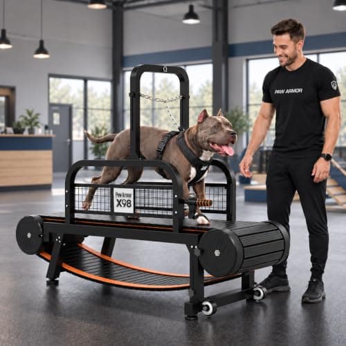 PawArmorX98 Curved Dog Treadmill with Silicone Slats and Disc Brakes | Waterproof Dirt-resistant Track, Adjustable Incline, Quiet Aluminum Hubs For Indoor or Outdoor Large Breed Cardio