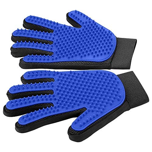 Pet Hair Removal Glove with 255 Silicone Tips for Dogs & Cats, 1 Pair Blue