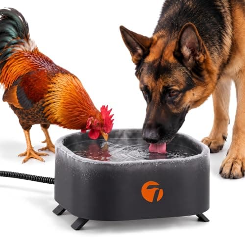 Heated Outdoor Water Bowl for Large Dog Cat Outside Water Bowl 4L | Outdoor Dog Heated Chicken Water Bowl Pet Bowl Drinkable Water Winter for Heated Waterer Bowl Bird Bath Squirrels Rabbit Duck