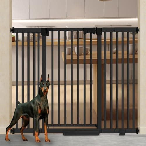 Amibud 41" Extra Tall Baby Gate for Big Dog No Jumping Over,30-62.6" Wide Pet Safety Gate Indoor for Doorways No Drilling,Auto Close Child Puppy Gates for Stairways Pressure Mounted (Black)