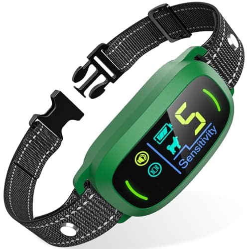 FAFAFROG Dog Bark Collar, Rechargeable Smart Collar, Anti Barking Training Collar with 5 Adjustable Sensitivity Beep Vibration, Bark Collar for Large Medium Small Dogs (Green)
