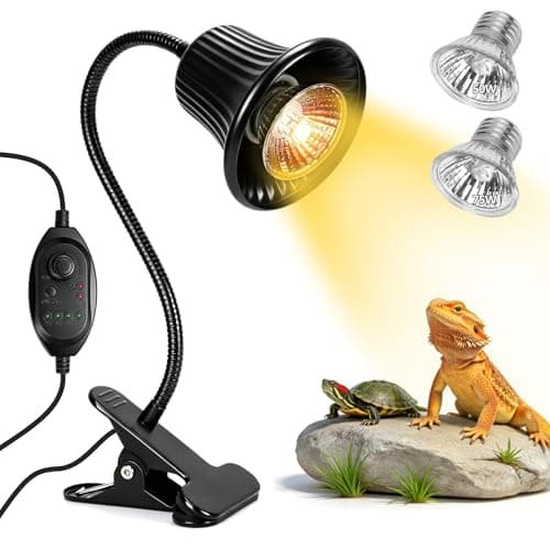 Reptile Heat Lamp, 2H,4H,8H,10H Cycle Timing&Stepless Dimming Adjustment