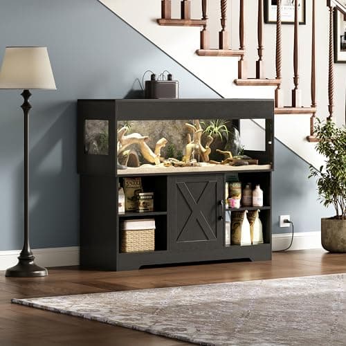 Herture 60 Gallon Reptile Tank with Stand,Reptile Enclosure with Cabinet