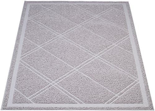 Amazon Basics Less-Mess Litter Trapping Cat Litter Box Mat, Soft on Kitty Paws, Waterproof, Scatter Control, 24" x 35", Grey