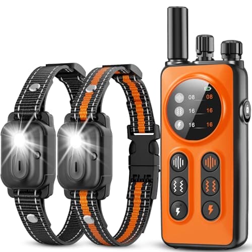 Dog Shock Collar 2 Dogs, 3300ft Dog Training Collar with Remote, Real-time Dual-Channel Remote with 3 Training Modes, Beep, Vibration, Safety Shock, Light, Fits 8-120 lbs All Breeds Sizes - Orange