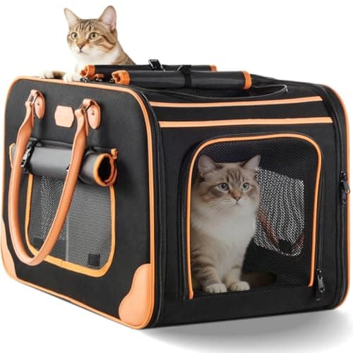 Extra Large Cat Carrier for 2 Cats, 2-in-1 Soft Pet Carrier Bag with Removable Divider for Large Cats Small Dogs up to 50 LBS, Foldable Two Cat Carrier for Travel, Ventilated Design, 24"x14"x15.5"