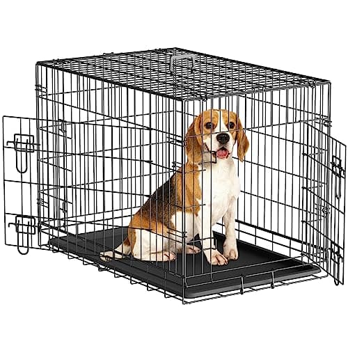 ZENY 30/36/42 inch Dog Crate Double Door Folding Metal Dog or Pet Crate Kennel with Tray and Handle