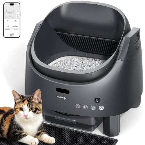 Automatic Litter Box Self Cleaning, FeelNeedy Open-Top Smart Cat Litter Box with App Control, Odor-Control Safety Sensor Design for Multiple Cats, with Waste Bags