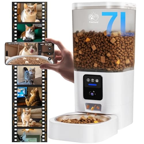 Frienhund Automatic Cat Feeder with 2K Camera: 5G WiFi Automatic Dog Feeder with Night Vision,Cat Food Dispenser with 7L Large Food Storage Container for Multiple Pet,Detachable for Easy Clean -29 Cup