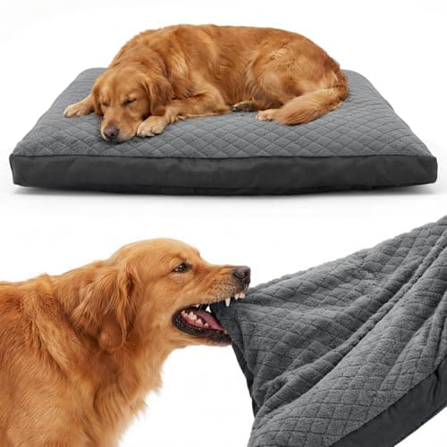 Indestructible Chew-Proof Dog Bed for Extra Large Dogs, Durable Crate Bed | Large Sized Dog Bed for Aggressive Chewers, Waterproof & Washable Pet Couch with Removable Cover (Grey, XL, 41"x27")
