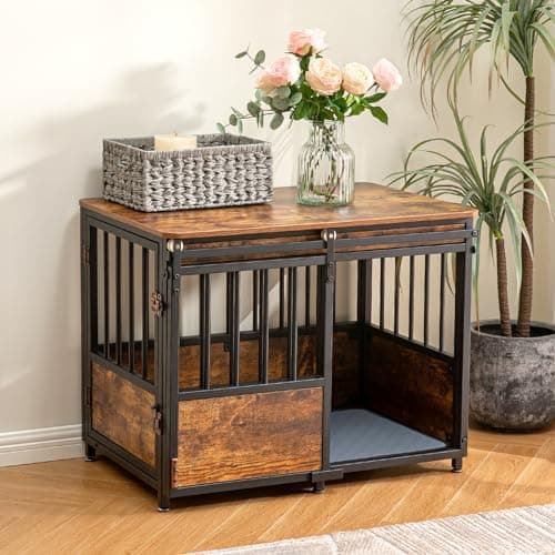 KOOPRO 32 Inch Dog Crate Furniture with Cushion for Large Medium Dogs