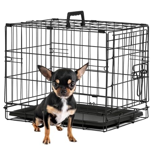 BestPet | Dog Crate | 18" | Black | Foldable Metal Kennel with Single Doors | Secure Slide-Bolt Latches, Leakproof Tray | Portable Dog Cage for Small Breeds | for Travel, Indoor & Outdoor Use