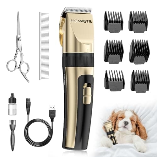 HEAPETS Dog Clippers for Grooming, Low Noise for Dogs Cats Pets, Gold