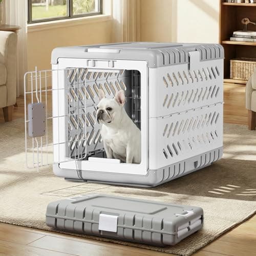 Collapsible Dog Crate for Medium/Small Dogs - 28" L Foldable Dog Cage No-Tool Assembly, Travel Dog Crate with 2 Wheels - Easy to Carry, Space-Saving, Indoor Outdoor Use, 27.96"(L) X18.3(W) X20.87(H)