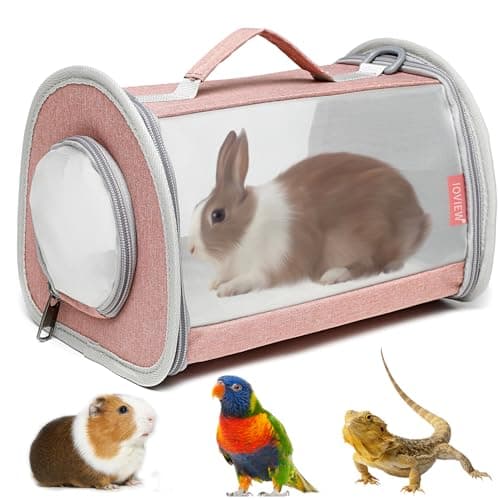 Ioview Guinea Pig Carrier Travel Small Animal Carrier Bag Lizard Bird Rabbit Carrier Cage Squirrel Breathable Bag Portable Travel Hamster Small Pet Hangbag (Large, Pink)