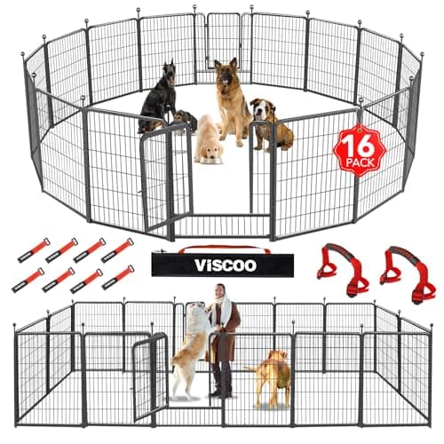 VISCOO Dog Playpen Outdoor, 16 Panels 40" High Metal Dog Fence with Gate
