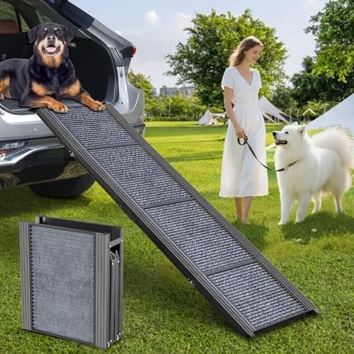 PetRuna Dog Ramp for Car Truck 63" L × 17" W, Pet Ramp Lightweight Foldable