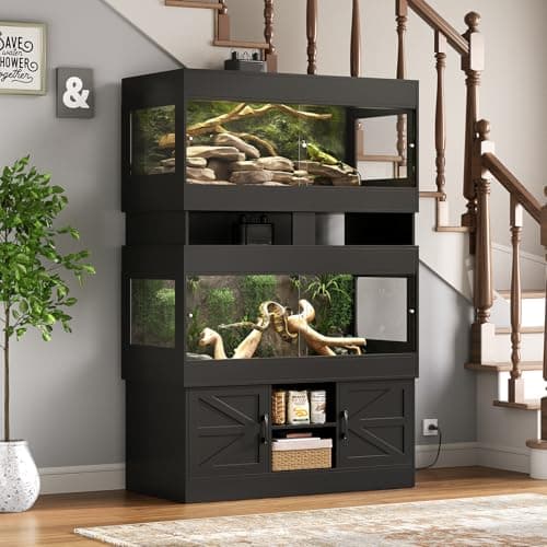 Terroute Dual 120 Gallon Reptile Tank with Stand,4x2x2 Reptile Enclosure