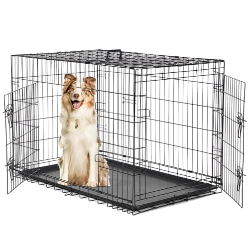 Sweetcrispy Dog Crate 42 Inch, Medium Large Dog Cage, Foldable Pet Kennel