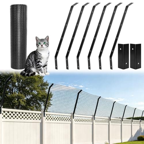 Meyoppm Cat Fence Outdoor Barrier 33FT, Cat-Proof Fence Topper System