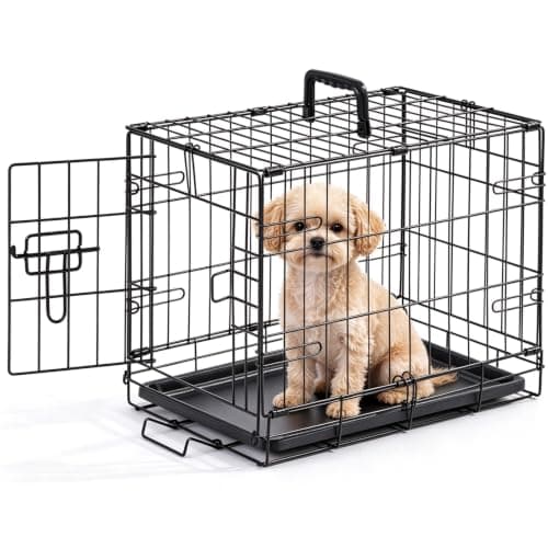 Aidoly Dog Crate 18 Inch Small Dog Cage Foldable Indoor Outdoor Pet Kennel | Single Door Metal Wire Portable Dog Kennel with Secure Lock, Leak-Proof Pan Tray, Dog Training and Travel