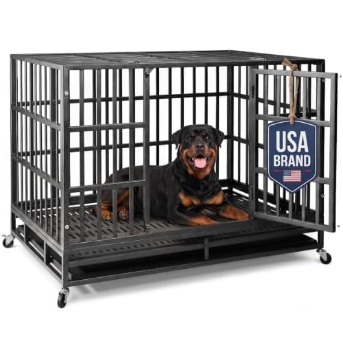 NUGRIART 48 inch Heavy Duty Indestructible XL Dog Crate for Large Dogs