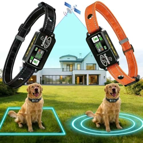 GPS Wireless Dog Fence for 2 Dogs, Electric Dog Fence System No Subscription, Custom-Shaped Boundary & 65-9840 FT Circular Range, IPX7 Waterproof Rechargeable Collars for 15-120 LB Dogs