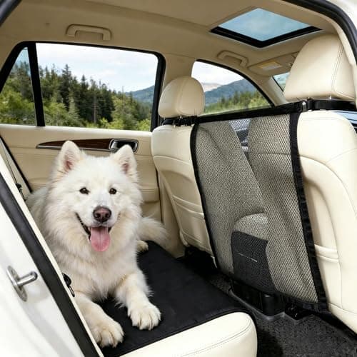 K-Gor Dog Car Barrier 2026 Upgrade,Dog Car Net Barrier with Mesh Organize,Pet Car Anti Scratch Seat Cushion,Universal Sedans/Suvs/Trucks, Ensuring Pet Safety and Avoiding Distracted Driving