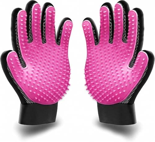 BYETOO Pet Dog Cat Grooming Glove with 261Tips,Gentle Deshedding Brush Glove,Efficient Pet Hair Remover Mitt,Massage Tool with Enhanced Five Finger Design,for Dog,Cat,Rabbit,Horse with Long/Short Fur