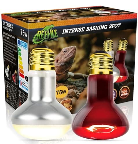 MISDOOD Infrared Reptile Heat Bulb Lamp 75W, 2-in-1 Day & Night Combo, Infrared Heat Lamp & UVA Sunlight Heating Lamp for Reptile Terrariums