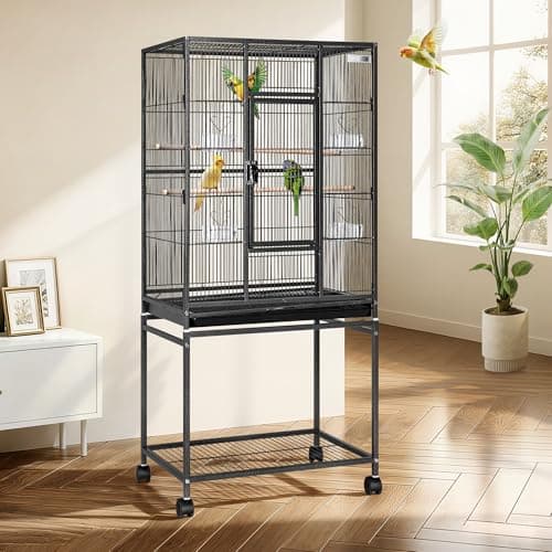 VIVOHOME 54 Inch Wrought Iron Large Bird Cage with Rolling Stand