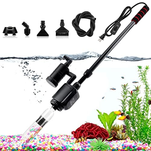 AQQA 6-in-1 Electric Aquarium Gravel Cleaner, 320GPH 20W Fish Tank Vacuum
