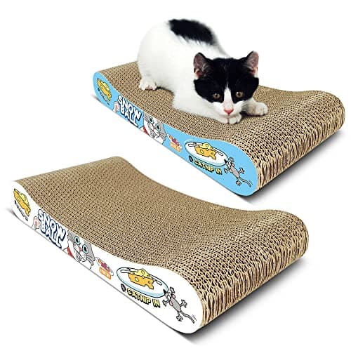 TTCAT Cat Scratching Pad, 2 Pack Corrugated Cat Scratcher Cardboard, Bone Type Durable Cat Scratching Board Reversible for Furniture Protection.