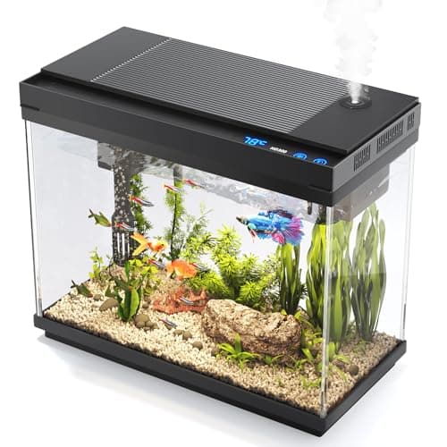 Vehipa Fish Tank, 2.4-Gallon Aquarium Starter Kit with 3-in-1 Quiet Pump