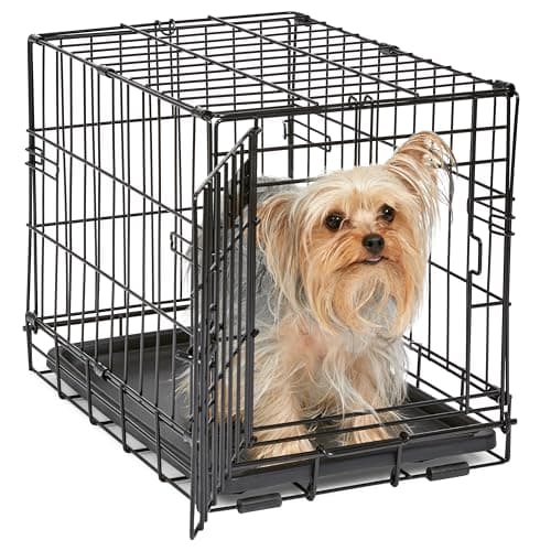 MidWest Homes for Pets 18-Inch iCrate for Tiny Breeds, Up to 10 lbs, Single Door Folding Dog Crate with Divider Panel, Leak-Proof Tray & Secure Latch, Portable, Durable & Easy to Assemble