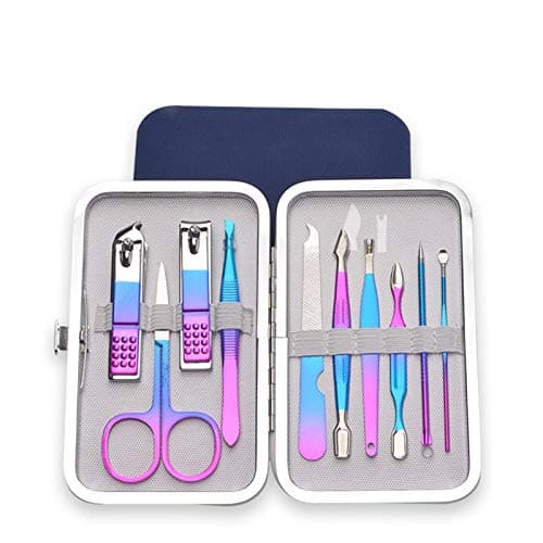 Manicure Set, 10 in 1 Stainless Steel Professional Nail Clippers with Leather Case,Pedicure Tools for Feet,Grooming Kit for Men,Portable Finger Nail Clippers for Men and Women