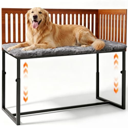 TIEBOLA Bedside Dog Bed 41"x18", Adjustable Height Metal Frame with Soft Cushion for Small Medium Dogs.