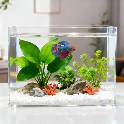Ferrochef 3 Gallon Acrylic Fish Tank with Mat, Small Aquarium for Raising Betta Fish, Goldfish, Snails, Snakes, Shrimp, and Aquatic Plants, Easy to Maintain