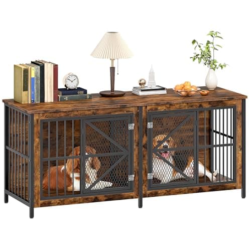 CHOEZON 71" Double Dog Crate Furniture for 2 Dogs with Removable Divider