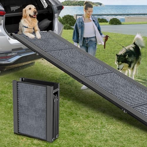 HerCcreta wigge Dog Ramp for Car 71" L × 20" W, Extra-Long & Wide Foldable