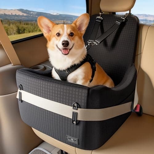PETSFIT Dog Car Seat with Patented Safety System, 5" Elevated Cushion
