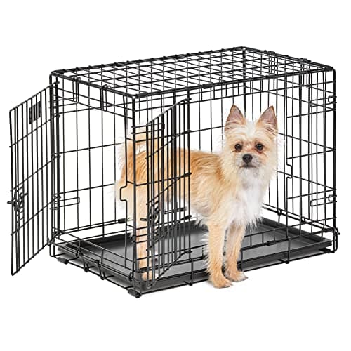 MidWest Homes for Pets 24-Inch LifeStages Crate for Small Breeds, 12-20 lbs, Double Door Folding Dog Crate with Divider Panel, Leak-Proof Tray & Secure Latch, Heavy-Duty & Easy to Assemble