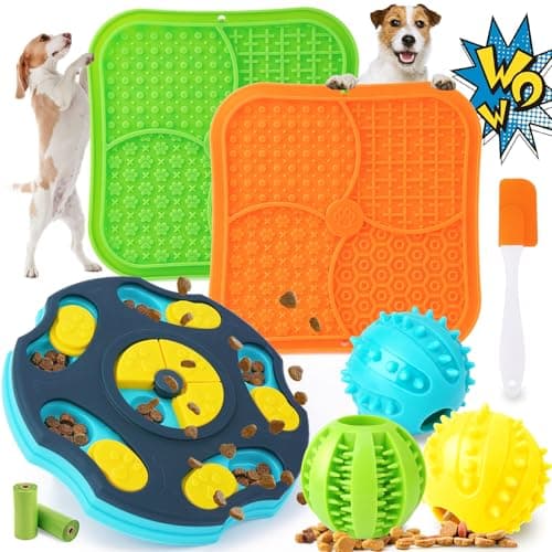 Forfon 9 Pack Dog Enrichment Toy Set with Puzzle Toy & Lick Mats
