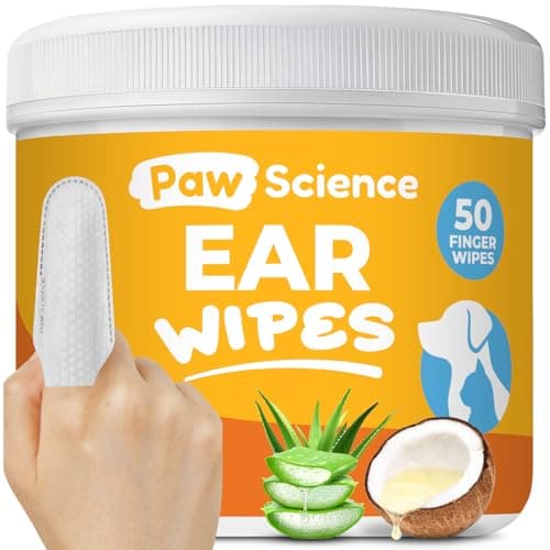 Paw Science Dog & Cat Ear Cleaner Wipes – Pet Finger Wipes for Cats & Dogs – Cleaning, Soothing, & Deodorizing Itchy Ears – Ear Relief Solution Wash